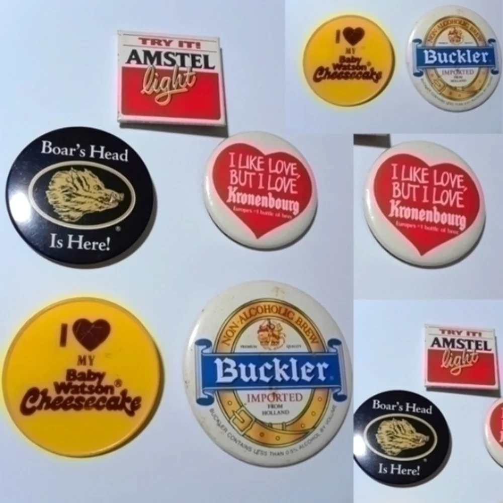 5 Vintage Marketing Vendor Buttons Bundle